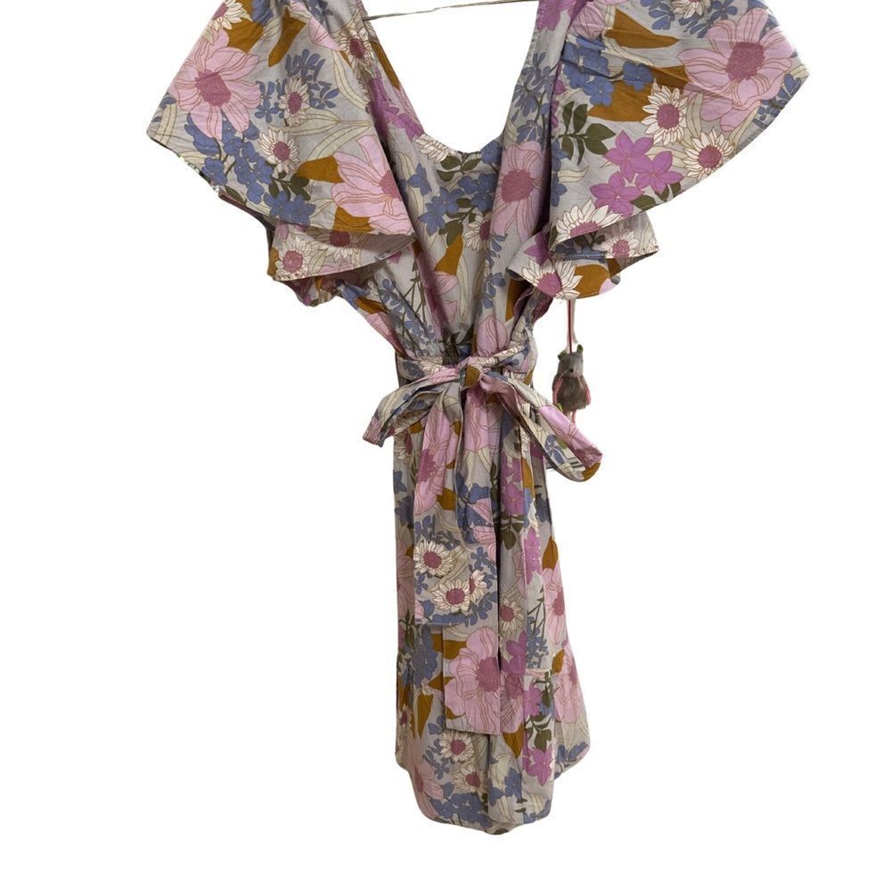 PURPLE FLORAL POPLIN PRINT MINI DRESS - Picture 3 of 3